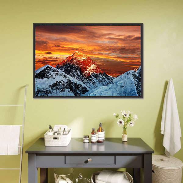 Colored View Of Everest Canvas Wall Art-5 Horizontal-Gallery Wrap-22" x 12"-Tiaracle