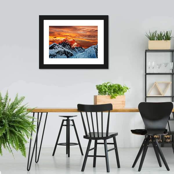 Colored View Of Everest Canvas Wall Art-5 Horizontal-Gallery Wrap-22" x 12"-Tiaracle