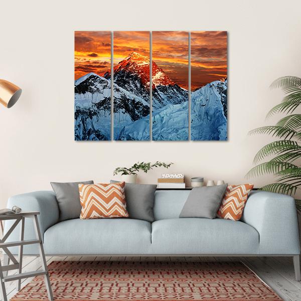 Colored View Of Everest Canvas Wall Art-4 Horizontal-Gallery Wrap-34" x 24"-Tiaracle