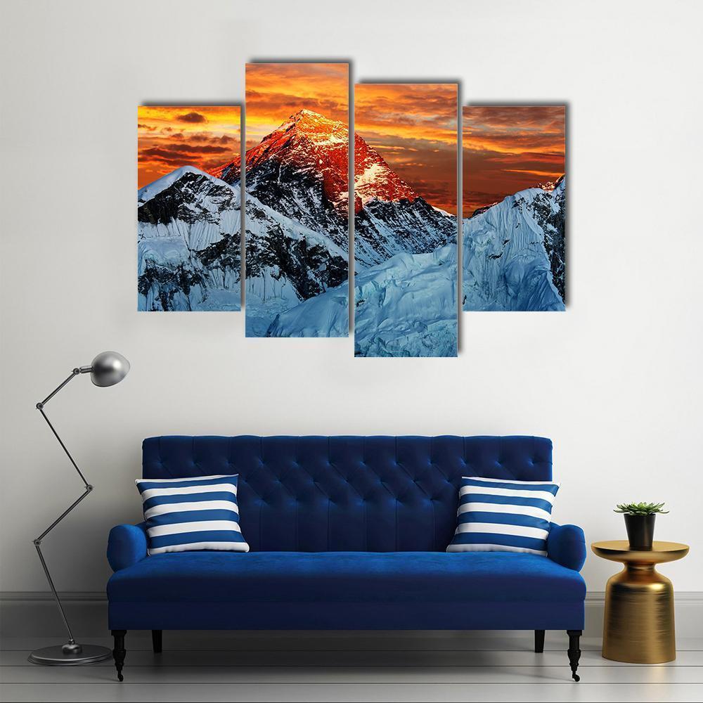 Colored View Of Everest Canvas Wall Art-4 Pop-Gallery Wrap-50" x 32"-Tiaracle