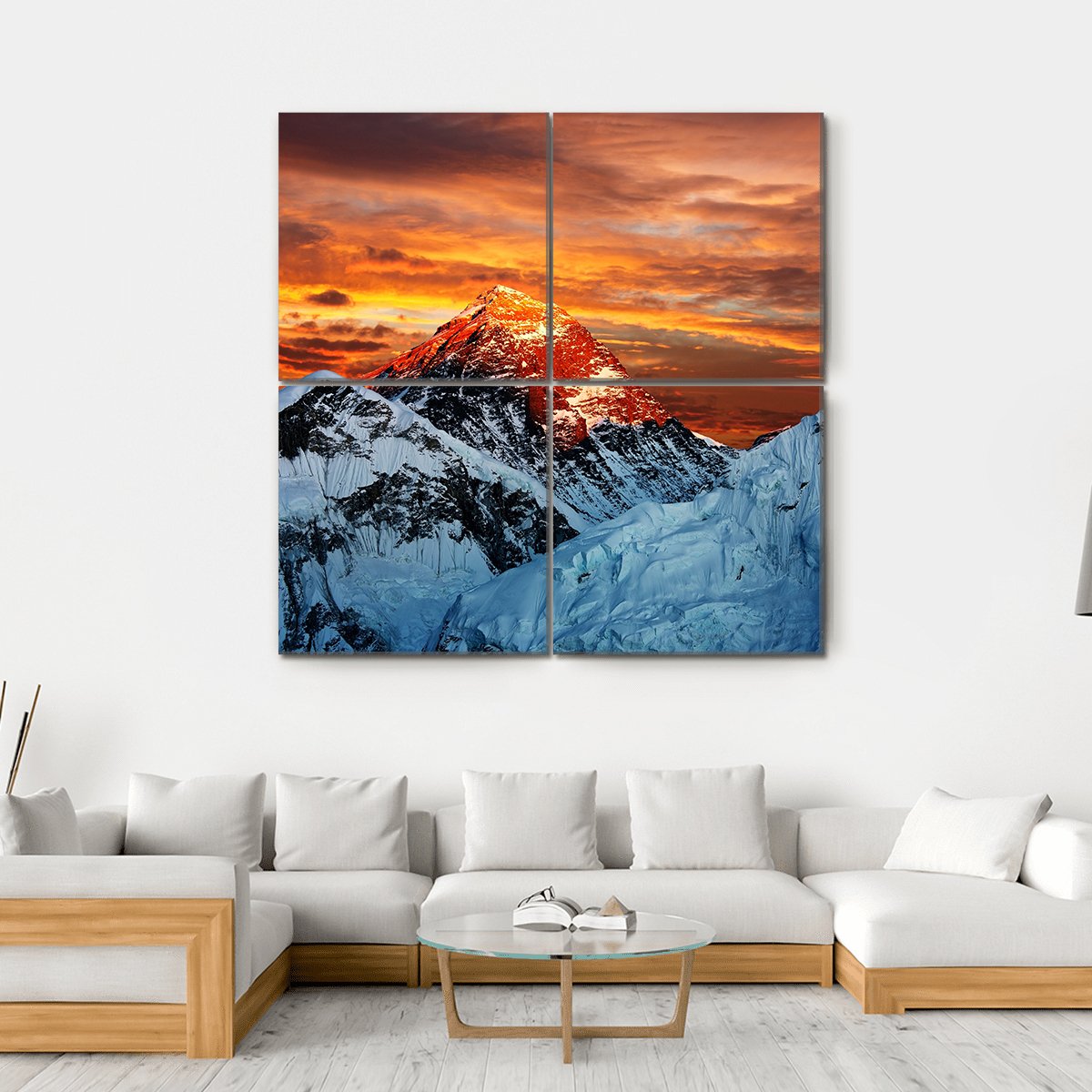 Colored View Of Everest Canvas Wall Art-4 Square-Gallery Wrap-17" x 17"-Tiaracle
