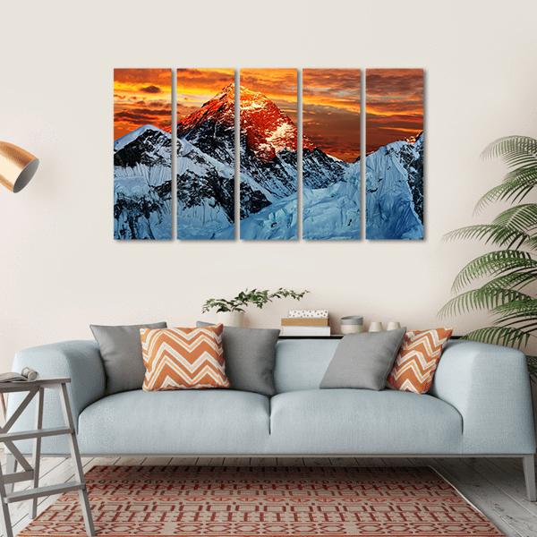 Colored View Of Everest Canvas Wall Art-5 Horizontal-Gallery Wrap-22" x 12"-Tiaracle