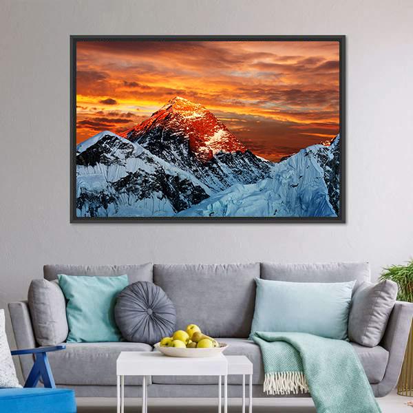 Colored View Of Everest Vertical Canvas Wall Art-3 Vertical-Gallery Wrap-12" x 25"-Tiaracle