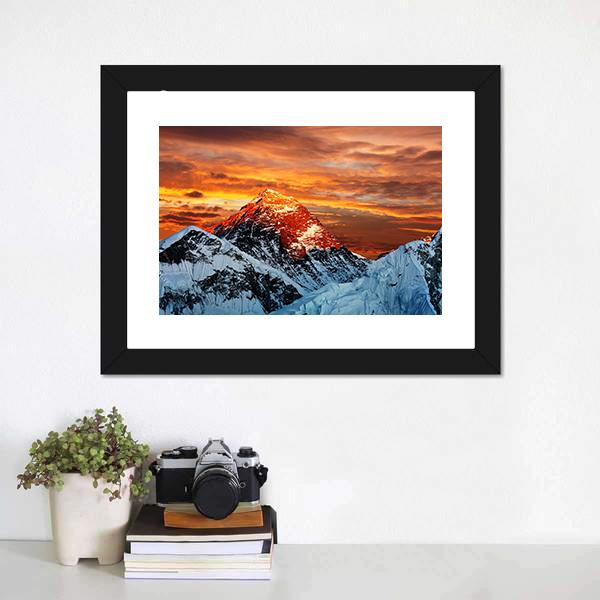 Colored View Of Everest Vertical Canvas Wall Art-3 Vertical-Gallery Wrap-12" x 25"-Tiaracle