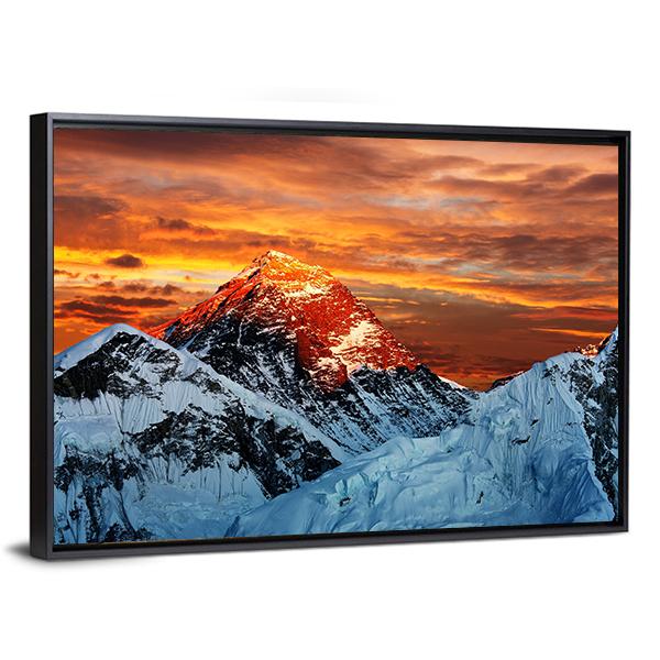 Colored View Of Everest Vertical Canvas Wall Art-3 Vertical-Gallery Wrap-12" x 25"-Tiaracle