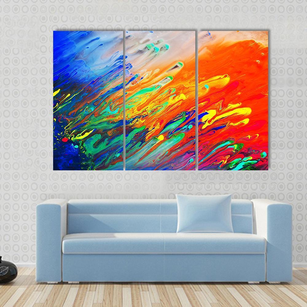 Colorful Abstract Acrylic Canvas Wall Art-3 Horizontal-Gallery Wrap-37" x 24"-Tiaracle
