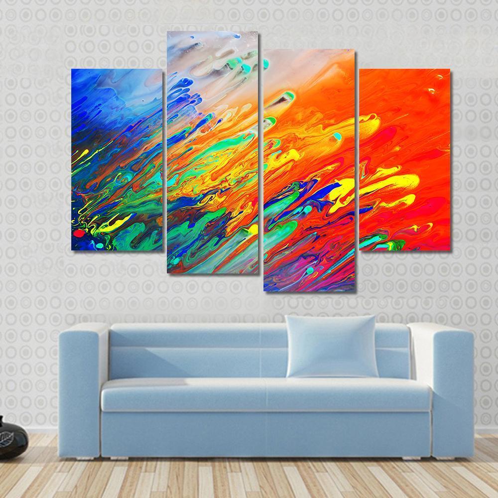 Colorful Abstract Acrylic Canvas Wall Art-4 Pop-Gallery Wrap-50" x 32"-Tiaracle