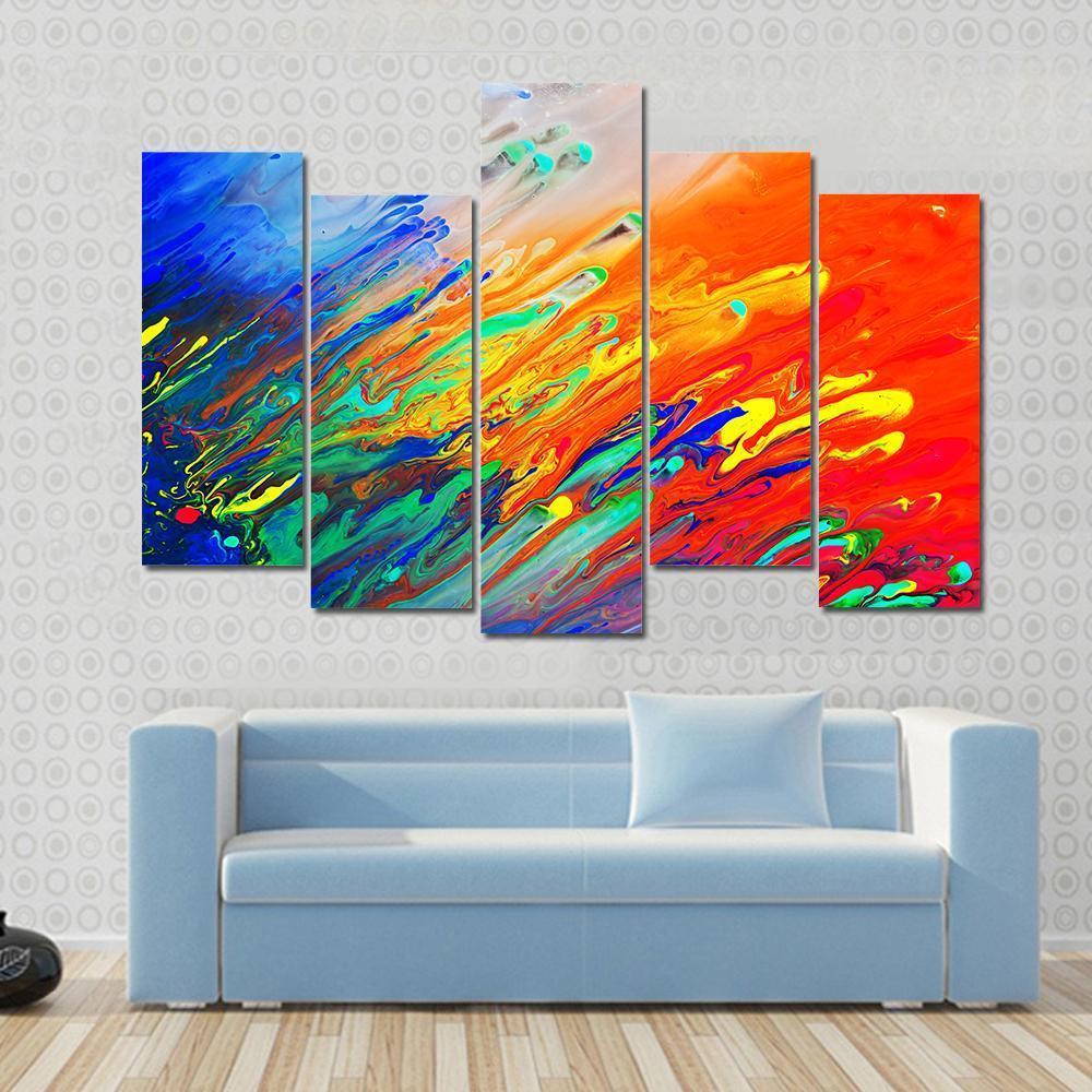 Colorful Abstract Acrylic Canvas Wall Art-5 Pop-Gallery Wrap-47" x 32"-Tiaracle