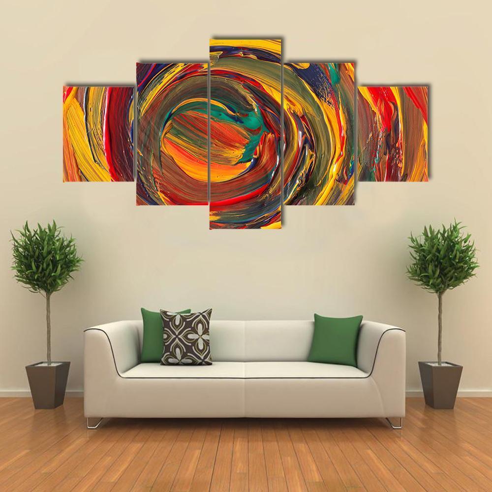 Colorful Abstract Canvas Wall Art-5 Star-Gallery Wrap-62" x 32"-Tiaracle