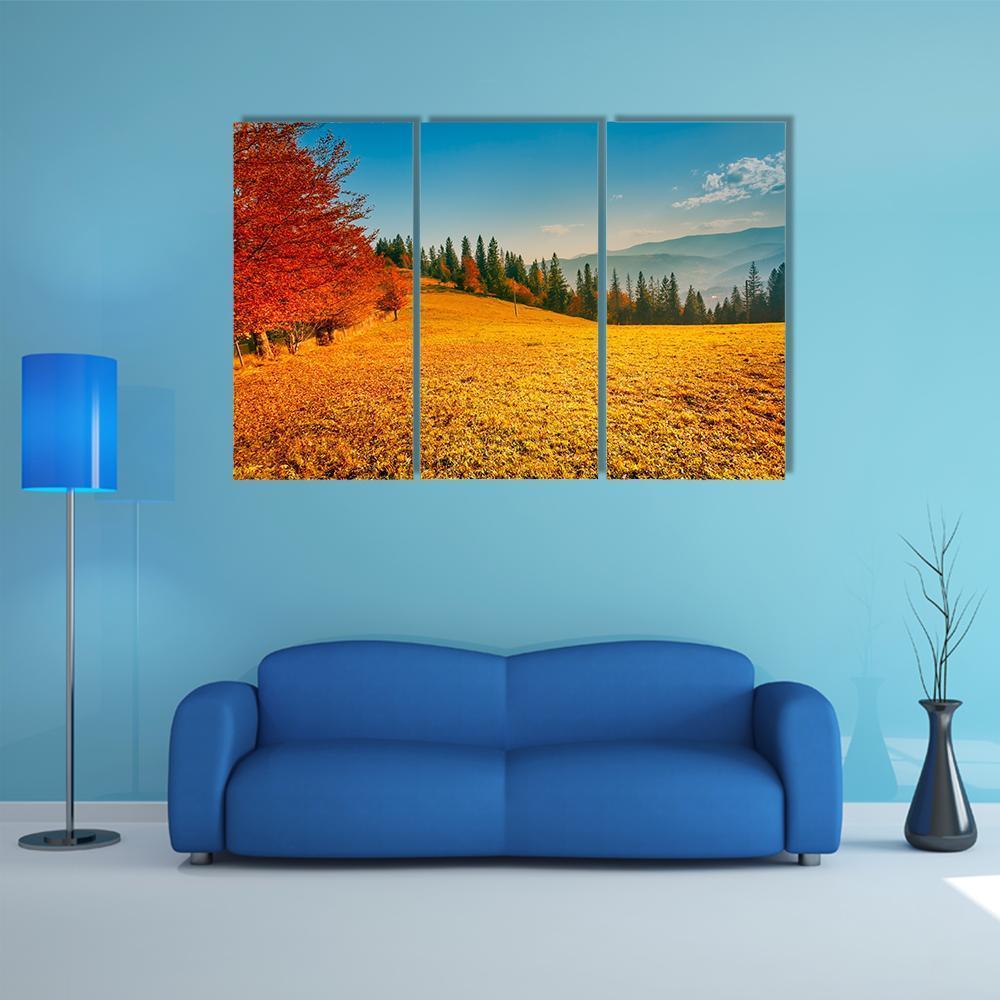 Colorful Autumn Landscape Canvas Wall Art-3 Horizontal-Gallery Wrap-37" x 24"-Tiaracle