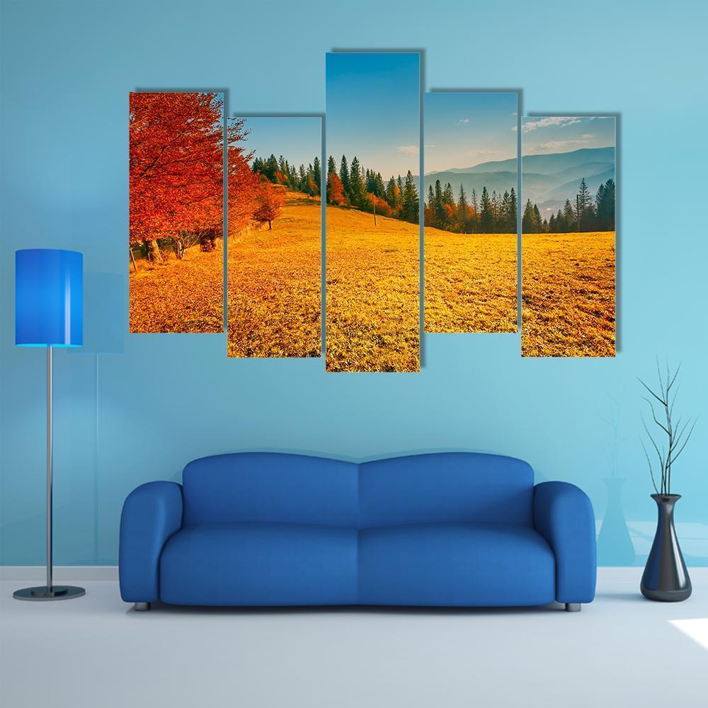 Colorful Autumn Landscape Canvas Wall Art-5 Pop-Gallery Wrap-47" x 32"-Tiaracle
