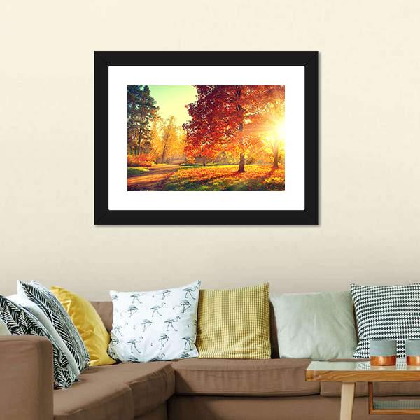 Colorful Autumn Morning Canvas Wall Art-1 Piece-Framed Print-20" x 16"-Tiaracle