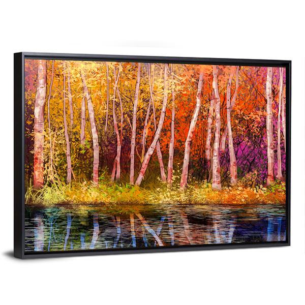 Colorful Autumn Trees Canvas Wall Art-3 Horizontal-Gallery Wrap-25" x 16"-Tiaracle