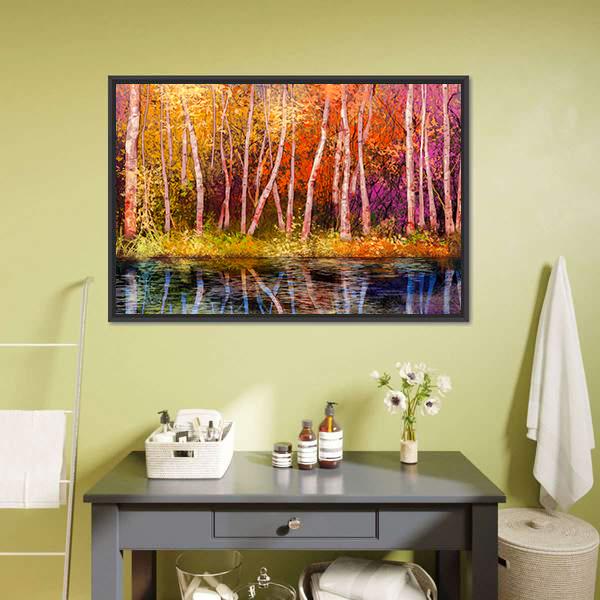 Colorful Autumn Trees Canvas Wall Art-3 Horizontal-Gallery Wrap-25" x 16"-Tiaracle