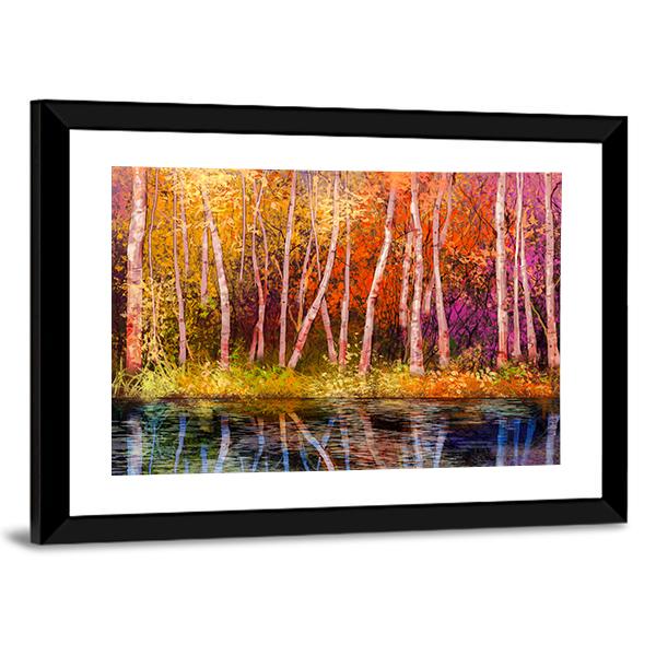 Colorful Autumn Trees Canvas Wall Art-3 Horizontal-Gallery Wrap-25" x 16"-Tiaracle