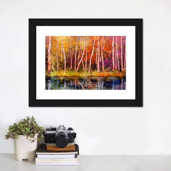 Colorful Autumn Trees Canvas Wall Art-3 Horizontal-Gallery Wrap-25" x 16"-Tiaracle