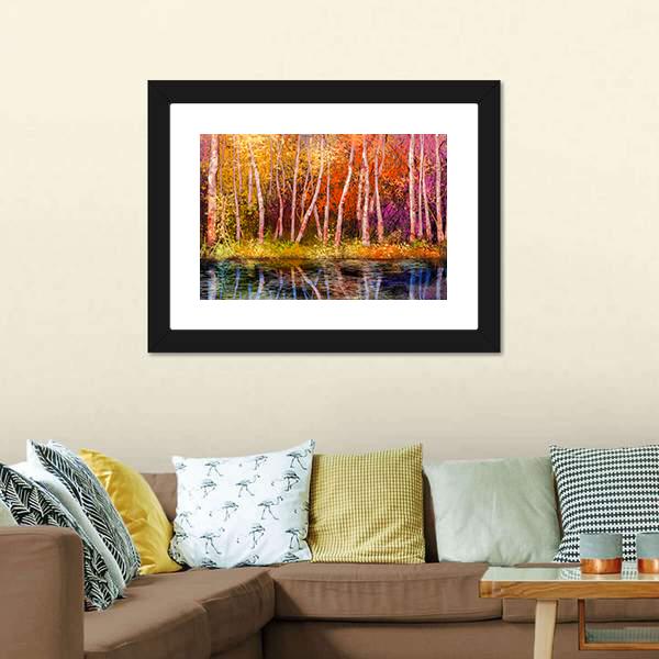 Colorful Autumn Trees Canvas Wall Art-1 Piece-Framed Print-20" x 16"-Tiaracle