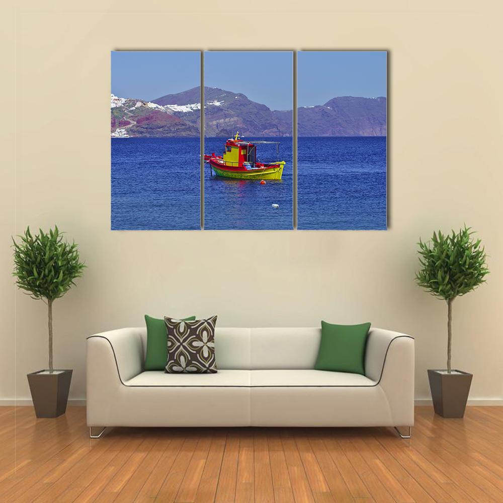 Colorful Boat In Water Canvas Wall Art-3 Horizontal-Gallery Wrap-37" x 24"-Tiaracle