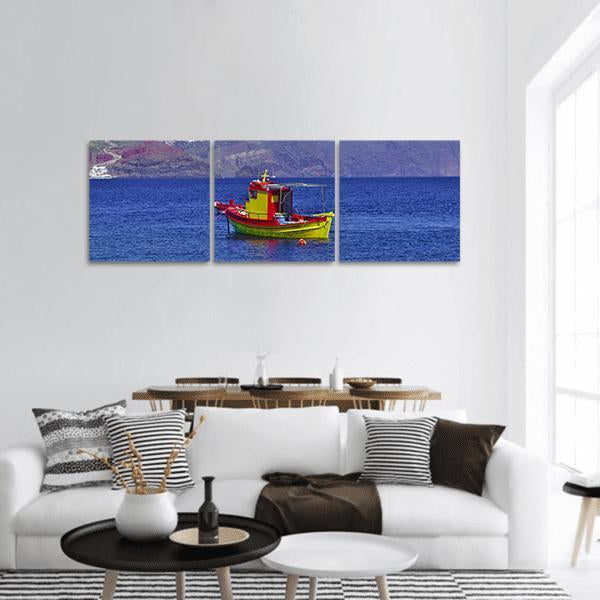 Colorful Boat In Water Panoramic Canvas Wall Art-1 Piece-36" x 12"-Tiaracle