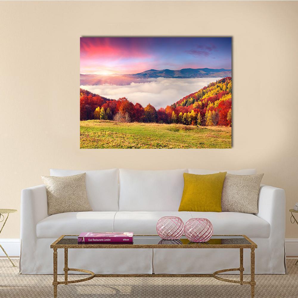 Colorful Carpathian Mountains Canvas Wall Art-1 Piece-Gallery Wrap-48" x 32"-Tiaracle