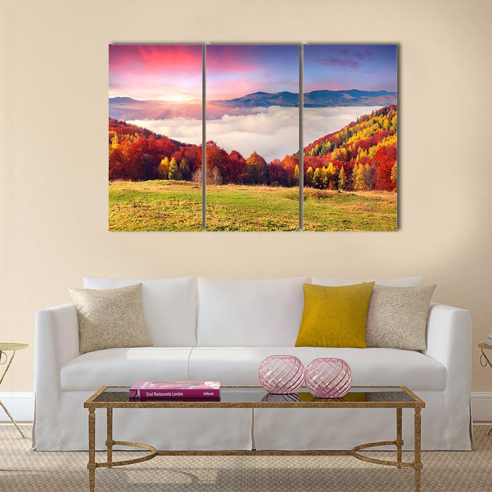 Colorful Carpathian Mountains Canvas Wall Art-3 Horizontal-Gallery Wrap-37" x 24"-Tiaracle