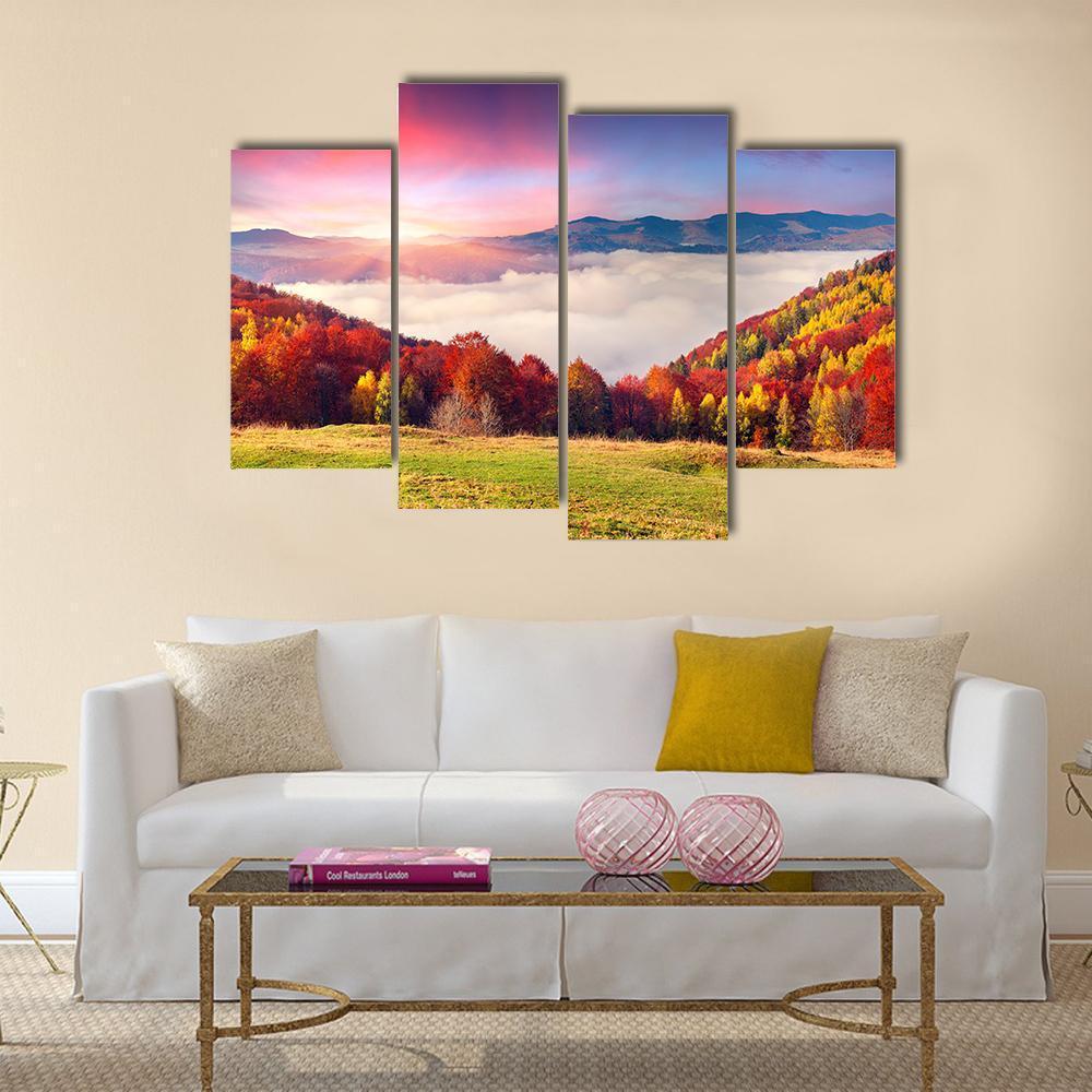 Colorful Carpathian Mountains Canvas Wall Art-4 Pop-Gallery Wrap-50" x 32"-Tiaracle