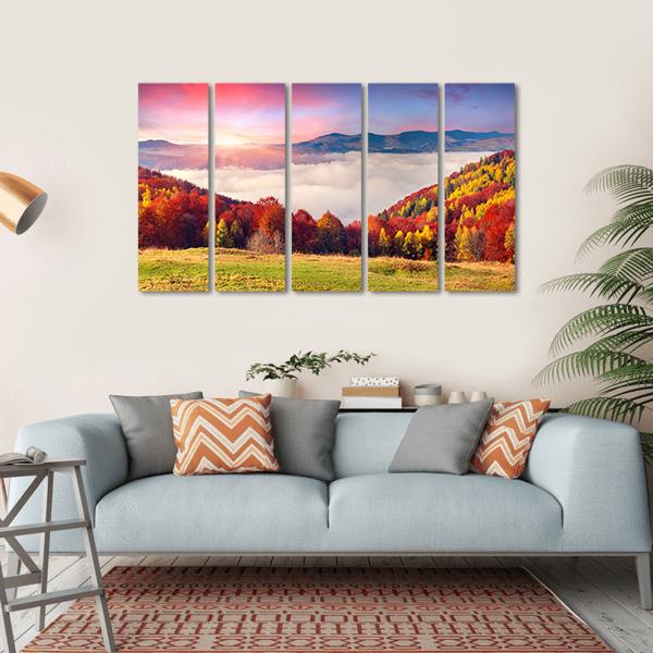 Colorful Carpathian Mountains Canvas Wall Art-5 Horizontal-Gallery Wrap-22" x 12"-Tiaracle