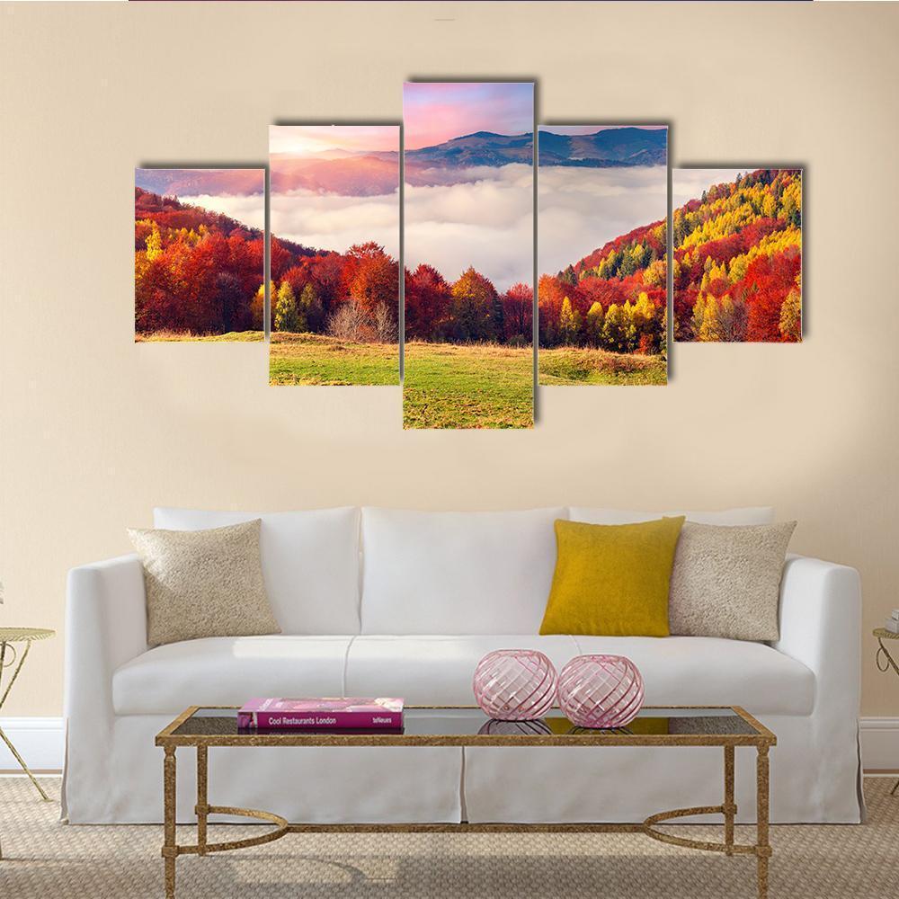Colorful Carpathian Mountains Canvas Wall Art-4 Pop-Gallery Wrap-50" x 32"-Tiaracle