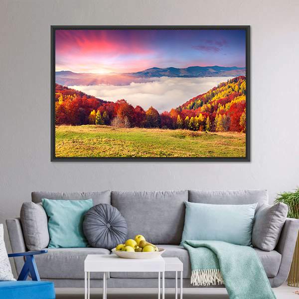 Colorful Carpathian Mountains Canvas Wall Art-1 Piece-Floating Frame-24" x 16"-Tiaracle