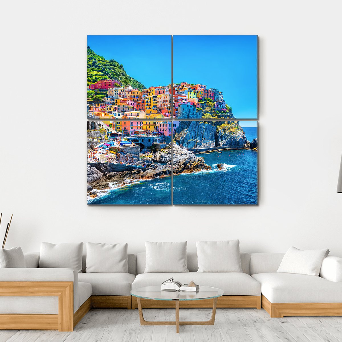 Cinque Terre Italy Canvas Wall Art-4 Square-Gallery Wrap-17" x 17"-Tiaracle