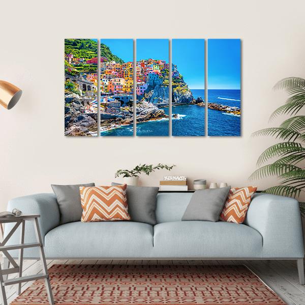 Cinque Terre Italy Canvas Wall Art-5 Horizontal-Gallery Wrap-22" x 12"-Tiaracle