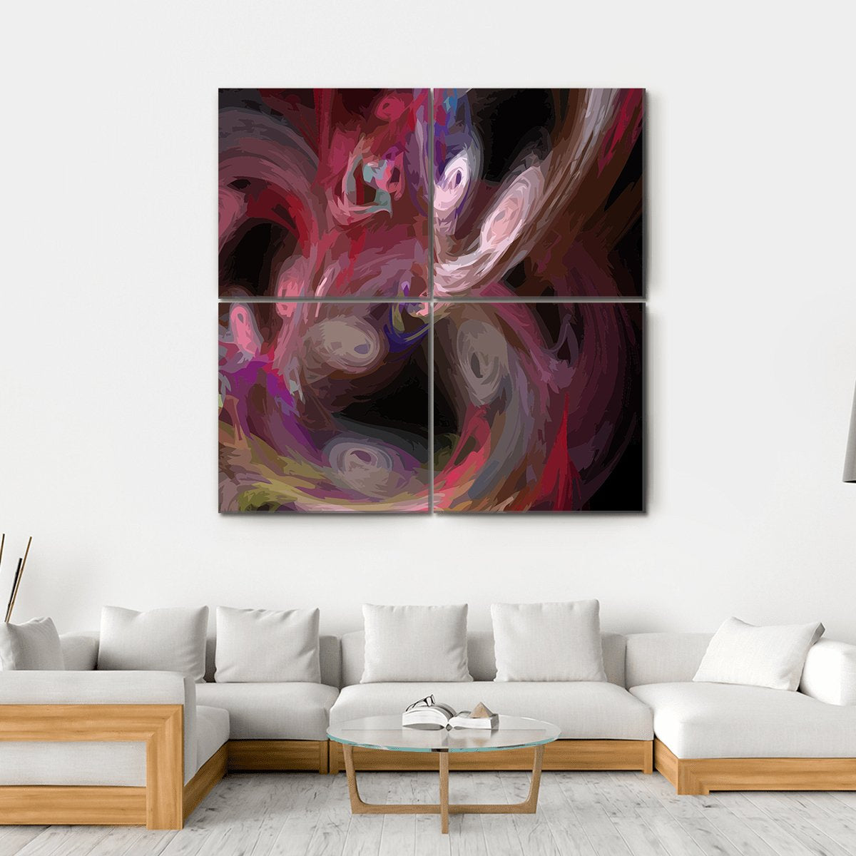 Colorful Digital Fractal Canvas Wall Art-4 Square-Gallery Wrap-17" x 17"-Tiaracle