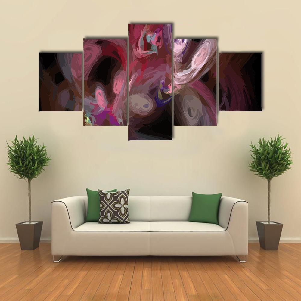 Colorful Digital Fractal Canvas Wall Art-5 Star-Gallery Wrap-62" x 32"-Tiaracle