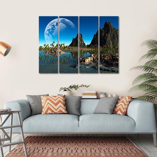 Fantasy Landscape Canvas Wall Art-4 Horizontal-Gallery Wrap-34" x 24"-Tiaracle