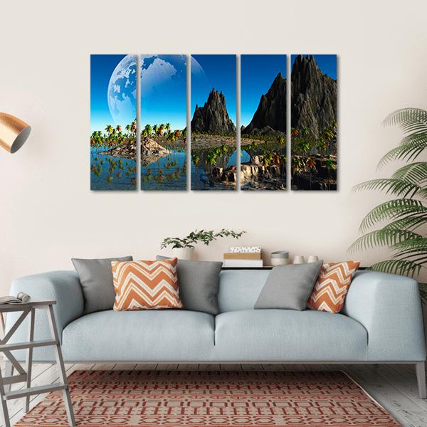 Fantasy Landscape Canvas Wall Art-5 Horizontal-Gallery Wrap-22" x 12"-Tiaracle