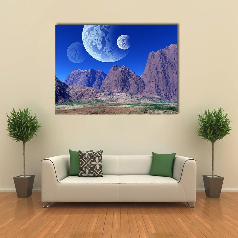 Colorful Fantasy Landscape Canvas Wall Art-1 Piece-Gallery Wrap-48" x 32"-Tiaracle