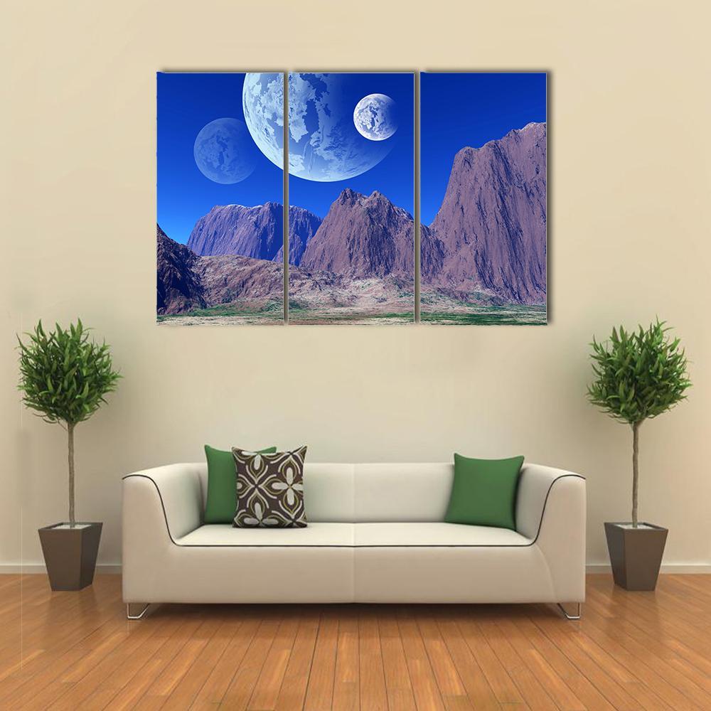 Colorful Fantasy Landscape Canvas Wall Art-3 Horizontal-Gallery Wrap-37" x 24"-Tiaracle