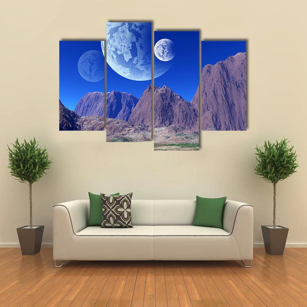 Colorful Fantasy Landscape Canvas Wall Art-4 Pop-Gallery Wrap-50" x 32"-Tiaracle