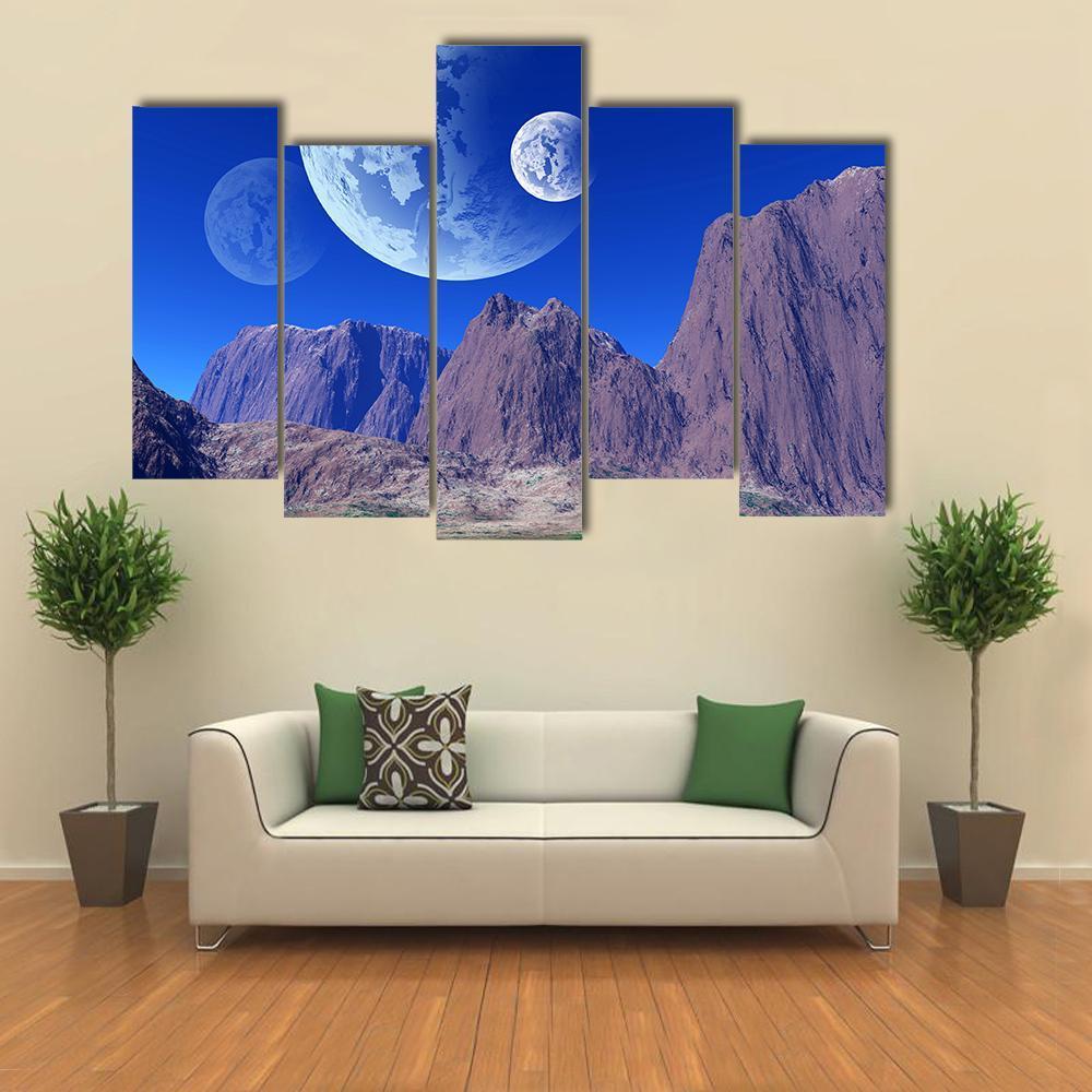 Colorful Fantasy Landscape Canvas Wall Art-5 Pop-Gallery Wrap-47" x 32"-Tiaracle