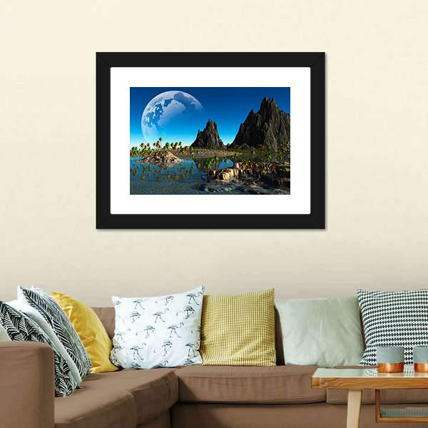 Fantasy Landscape Canvas Wall Art-1 Piece-Framed Print-20" x 16"-Tiaracle