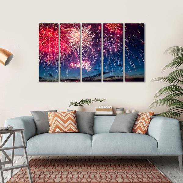 Colorful Fireworks Canvas Wall Art-5 Horizontal-Gallery Wrap-22" x 12"-Tiaracle