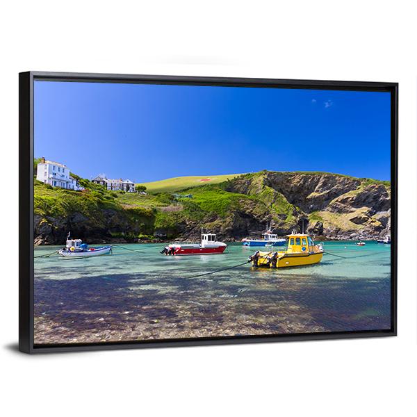 Colorful Fishing Boats Canvas Wall Art-5 Horizontal-Gallery Wrap-22" x 12"-Tiaracle