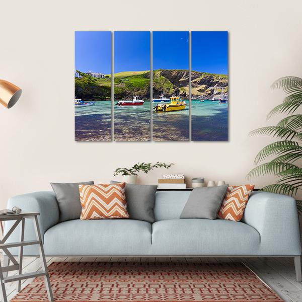 Colorful Fishing Boats Canvas Wall Art-4 Horizontal-Gallery Wrap-34" x 24"-Tiaracle