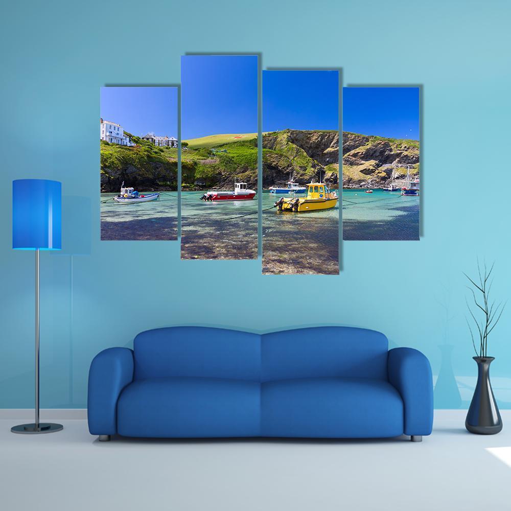 Colorful Fishing Boats Canvas Wall Art-4 Pop-Gallery Wrap-50" x 32"-Tiaracle