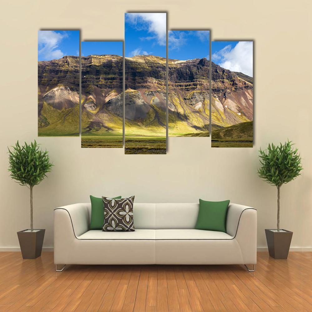 Colorful Fjord In Snaefellsne Canvas Wall Art-5 Pop-Gallery Wrap-47" x 32"-Tiaracle