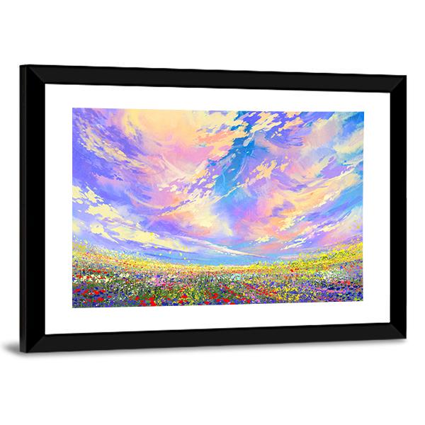 Colorful Flowers In Field Canvas Wall Art-3 Horizontal-Gallery Wrap-25&quot; x 16&quot;-Tiaracle