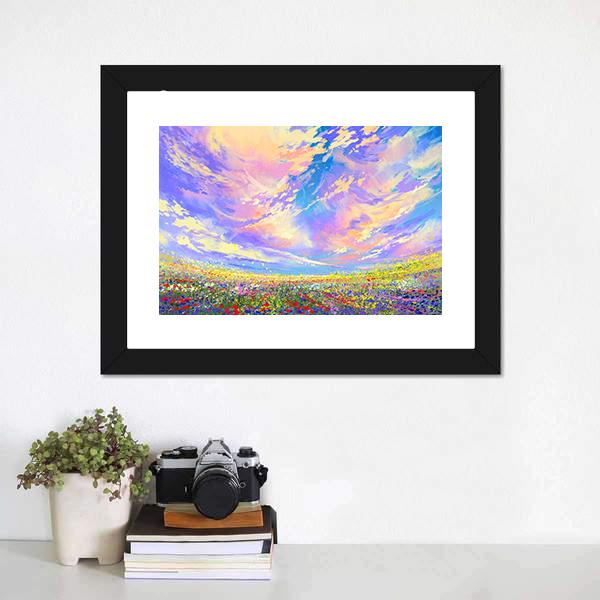 Colorful Flowers In Field Canvas Wall Art-3 Horizontal-Gallery Wrap-25&quot; x 16&quot;-Tiaracle