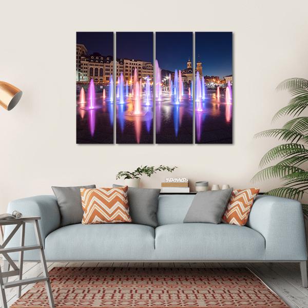 Colorful Fountains Canvas Wall Art-4 Horizontal-Gallery Wrap-34" x 24"-Tiaracle