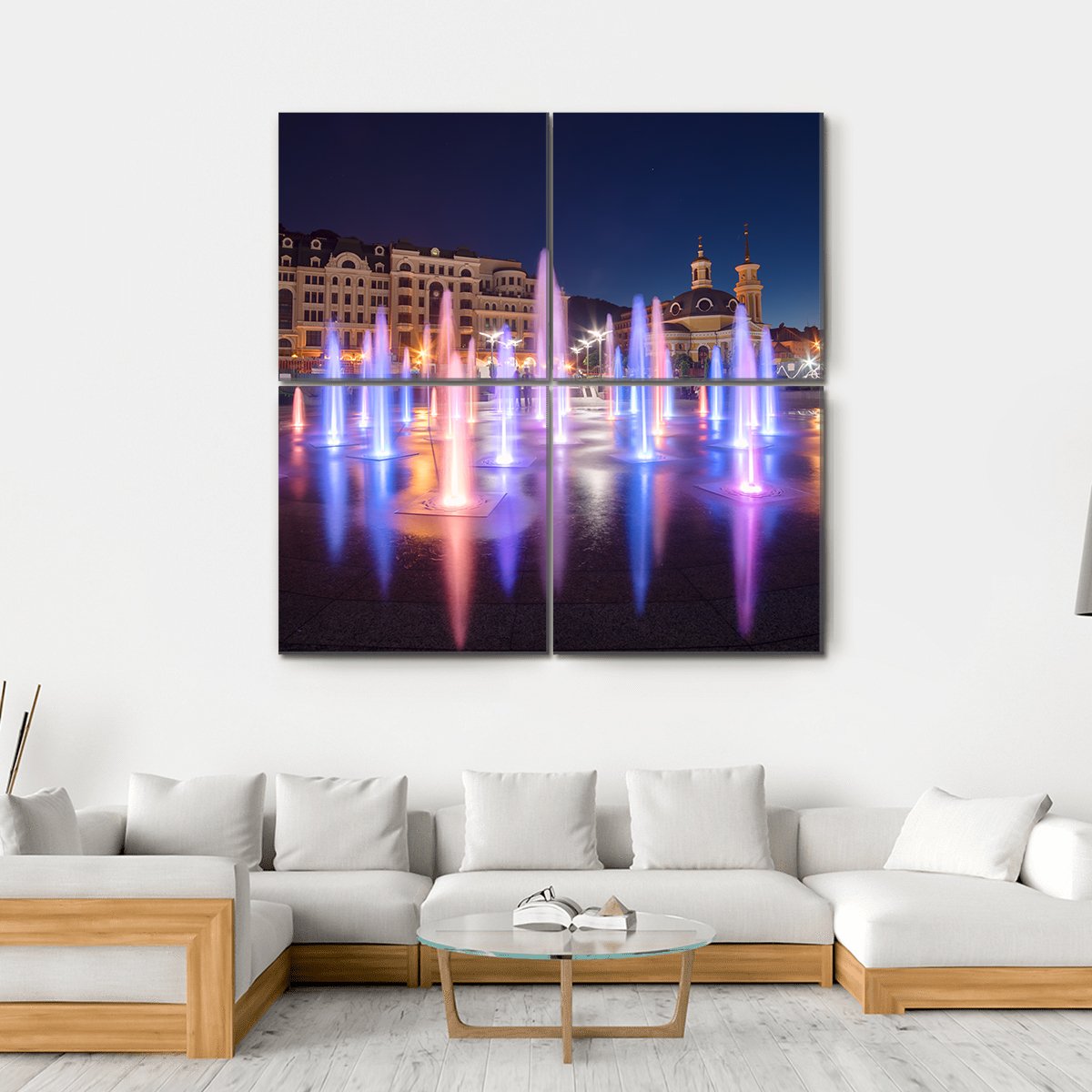 Colorful Fountains Canvas Wall Art-4 Square-Gallery Wrap-17" x 17"-Tiaracle