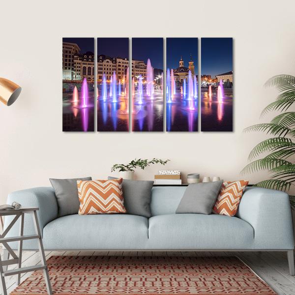 Colorful Fountains Canvas Wall Art-5 Horizontal-Gallery Wrap-22" x 12"-Tiaracle
